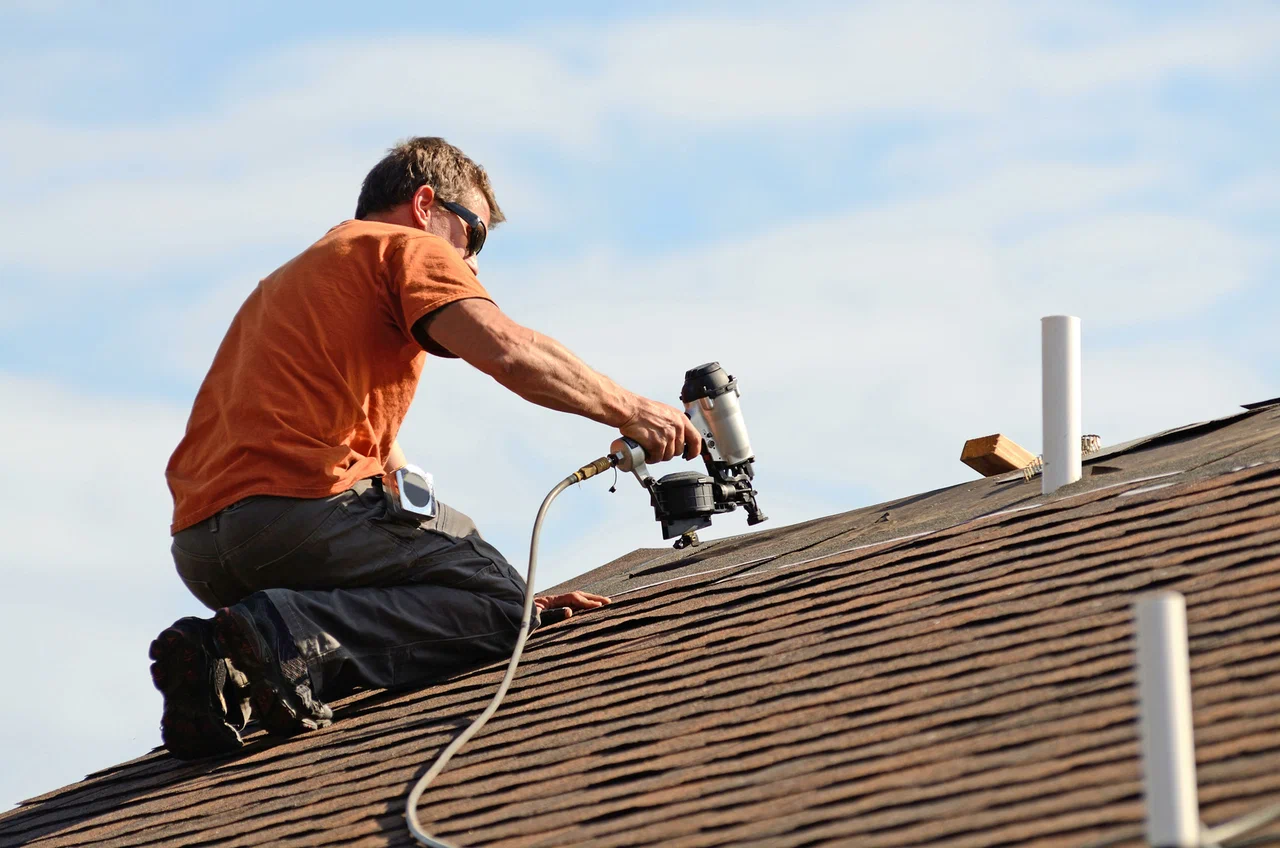 professional roof repair in progress